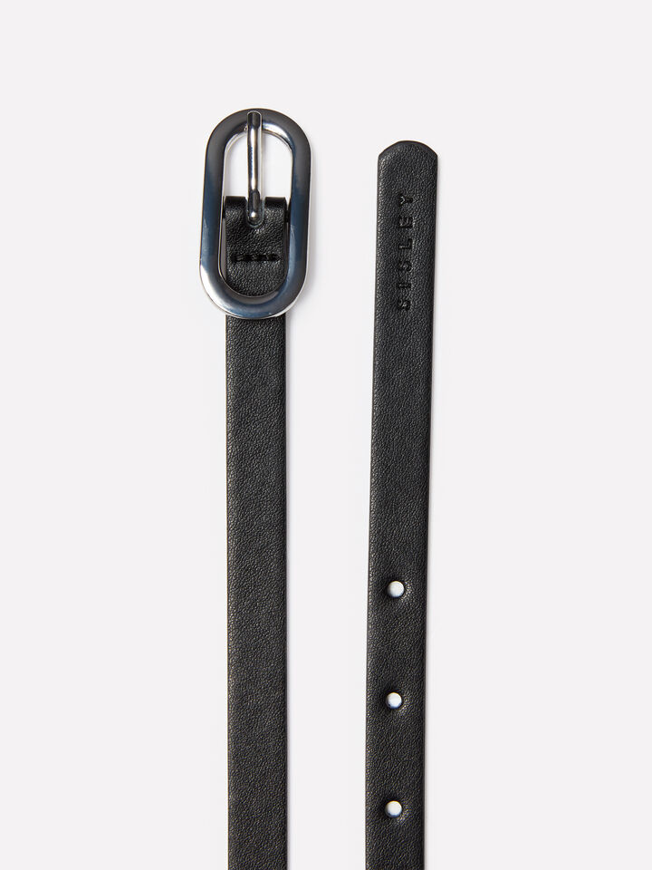 Thin black belt - women's belts - Black | Sisley image number 2